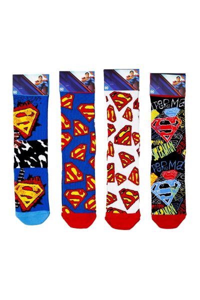 Ανδρικές Fashion Κάλτσες Warner Bros Superman Logos 4 ζευγάρια