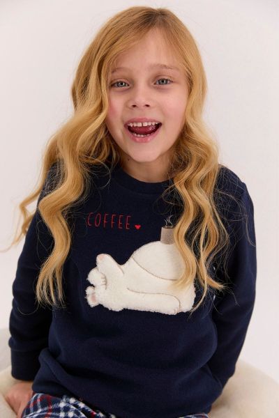 Παιδική πιτζάμα fleece για κορίτσι Arnetta COFFEE