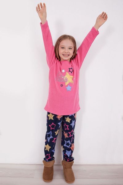 Χειμωνιάτικη παιδική πιτζάμα για κορίτσι fleece φούξια