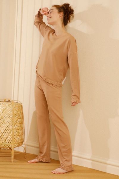 Γυναικείο homewear μακρύ παντελόνι Sexen MUSTARD TILE