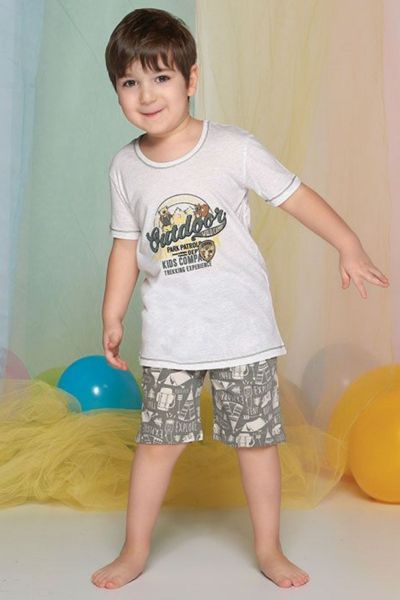 Καλοκαιρινή αγορίστικη παιδική πιτζάμα με κάμπινγκ βαμβακερή