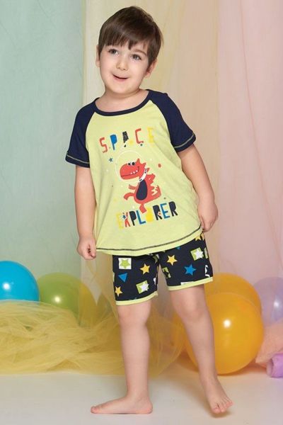 Καλοκαιρινή αγορίστικη παιδική πιτζάμα με δεινόσαυρο και αστέρια