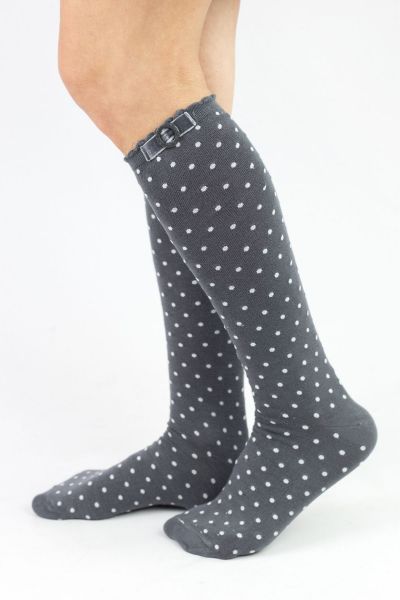 Γυναικείες Κάλτσες Knee-High Bony DOTS BUCKLE GREY