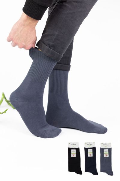 Κάλτσες ιατρικές ζευγάρια τριάδα ανελαστικές μπαμπού γκρι μαυρο μπλε