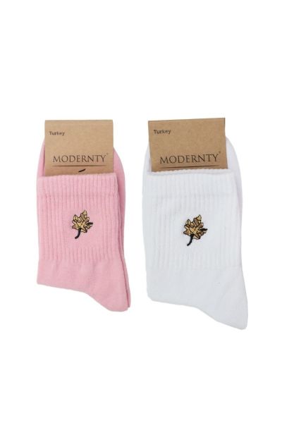 Γυναικείες ημίκοντες κάλτσες Modernty LEAF DOUBLE 2 ζευγάρια