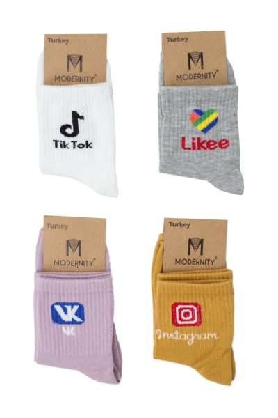 Γυναικείες ημίκοντες κάλτσες Modernty SOCIAL MEDIA 4 ζευγάρια