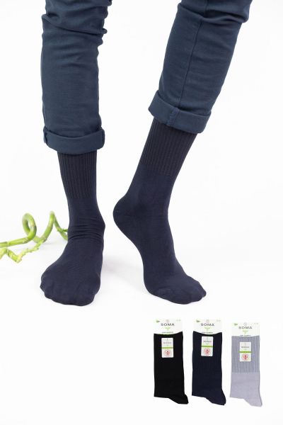 Ανδρικές ανελαστικες Κάλτσες 3 ζευγάρια γκρι μαυρο μπλε