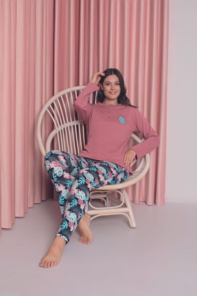 Γυναικεία Χειμωνιάτικη Πιτζάμα Pijamangel KEISI βαμβακερη με κουμπακια