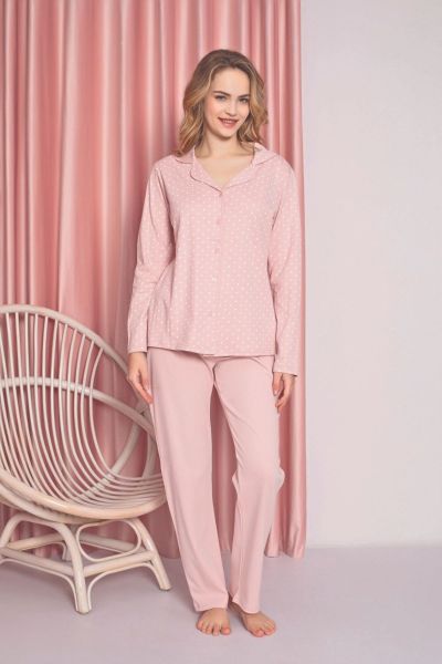 Γυναικεία Χειμωνιάτικη Πιτζάμα Pijamangel Pal βαμβακερή με κουμπια 