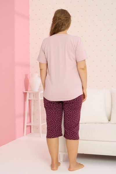 Γυναικεία πιτζάμα plus size Κάπρι  σε μωβ χρώμα