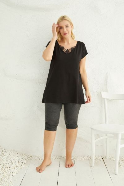 Γυναικεία πιτζάμα plus size κάπρι Sexen LACE
