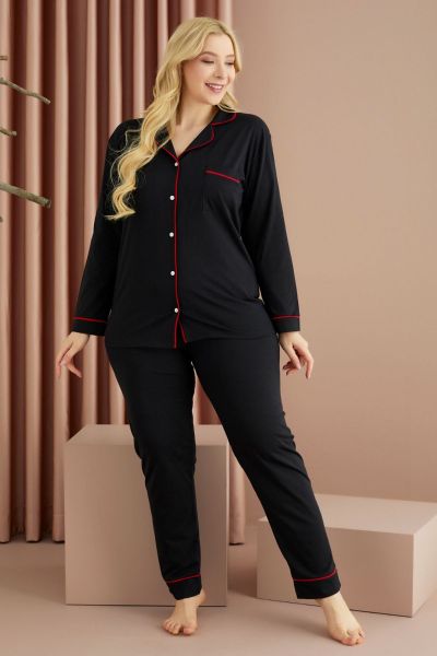 Γυναικεία plus size πιτζάμα siyah inci SUSSIE BLACK