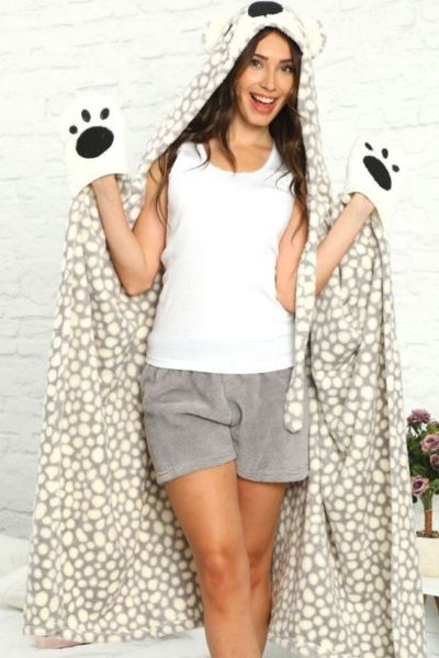 Γυναικείο Πόντσο Poncho siyah inci DOTS GREY BEAR