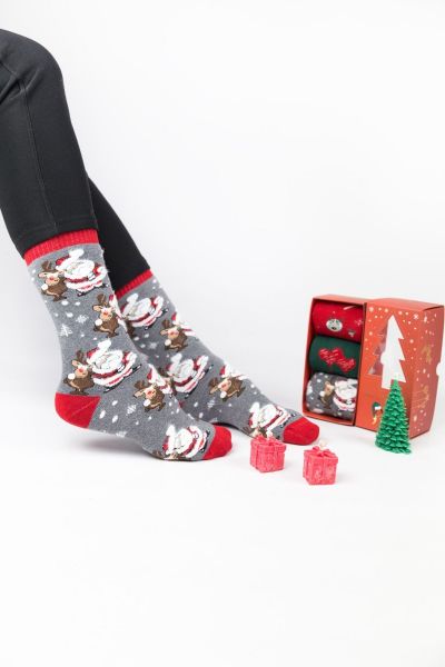 Γυναικείες χριστουγεννιάτικες κάλτσες πετσετέ Pro CHRISTMAS BOX 3 ζευγάρια