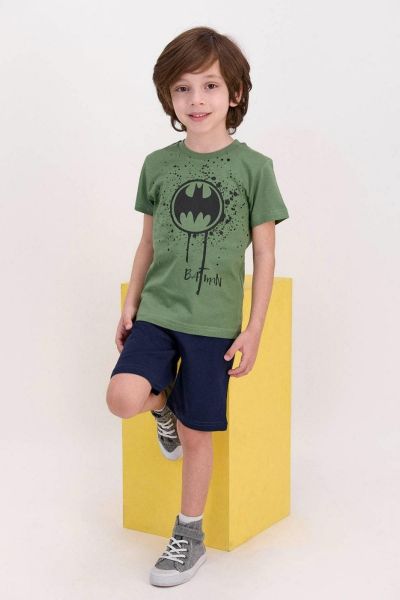 Παιδική φόρμα για αγόρι καλοκαιρινή βαμβακερή Batman χακί