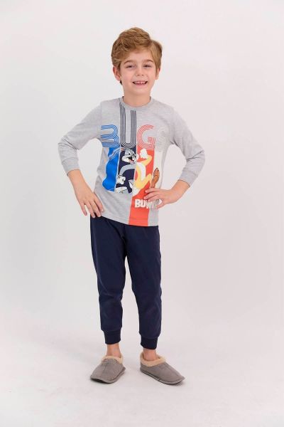 Αγορίστικη παιδική χειμωνιάτικη πιτζάμα βαμβακερή Bugs Bunny σκούρο μπλε
