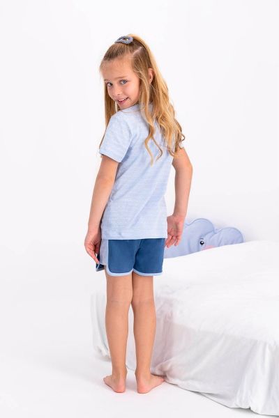 Καλοκαιρινή κοριτσίστικη παιδική πιτζάμα γαλάζιο χρώμα με φαλαινίτσα 