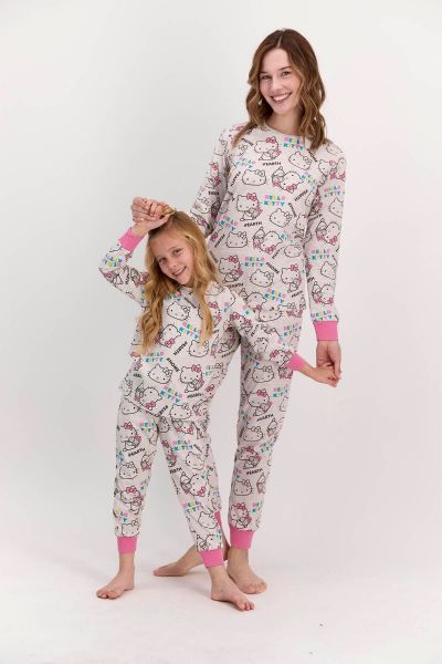 Χειμωνιάτικη πιτζάμα μαμά και κόρη Hello Kitty σχέδιο ροζ
