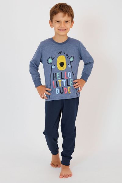 Παιδική πιτζάμα για αγόρι χειμωνιάτικη μπλε βαμβακερή 