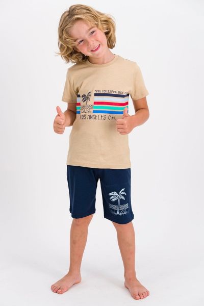 Καλοκαιρινή αγορίστικη παιδική πιτζάμα με σχέδιο surfing βαμβακερή