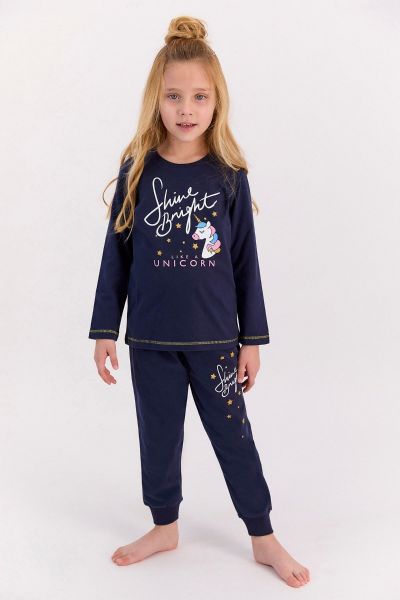 Παιδική πιτζάμα για κορίτσι χειμωνιάτικη βαμβακερή μονόκερο
