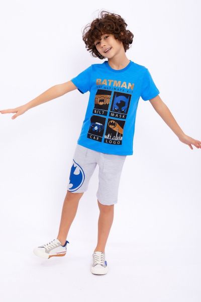 Παιδική φόρμα για αγόρι καλοκαιρινή βαμβακερή Batman μπλε