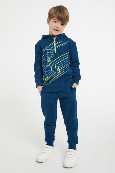 Παιδική φόρμα για αγόρι χειμωνιάτικη βαμβακερή φούτερ κουκούλα κεραμιδί