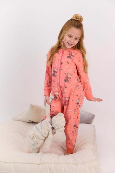 Κοριτσίστικη παιδική χειμωνιάτικη πιτζάμα ολόσωμη βαμβακερή μονόκερους