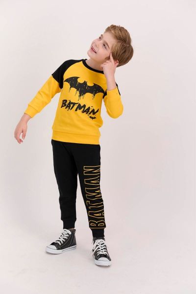Παιδική φόρμα για αγόρι χειμωνιάτικη βαμβακερή Batman κίτρινη