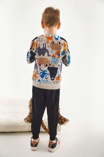 Παιδική φόρμα για αγόρι χειμωνιάτικη με ζωάκια βαμβακερή
