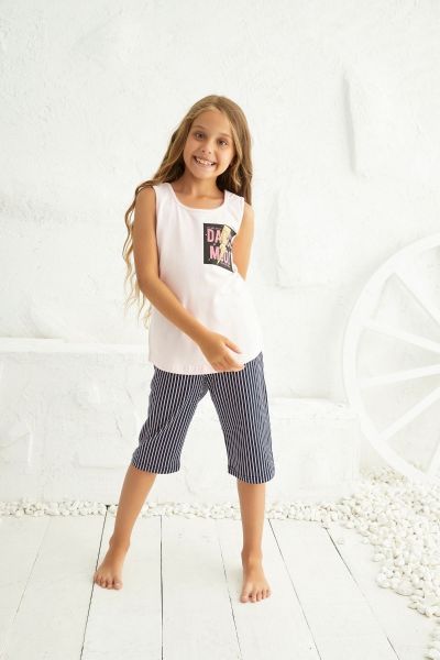 Καλοκαιρινή κοριτσίστικη πιτζάμα κάπρι με αμάνικη μπλούζα 