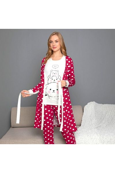 Γυναικεία Κοντομάνικη Πιτζάμα Με Ρόμπα Sexen DOTS