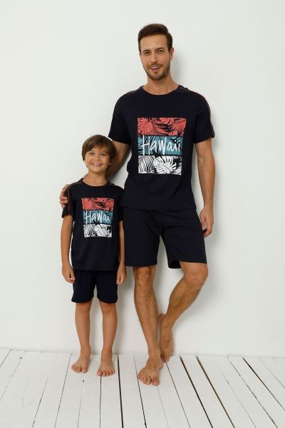 Καλοκαιρινή πιτζάμα μαπμπάς και γιος σχέδιο hawai μαύρη
