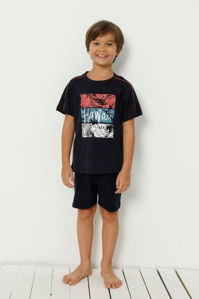 Καλοκαιρινή αγορίστικη παιδική πιτζάμα σχέδιο hawai μαύρη