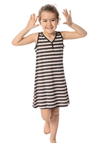 Παιδικό κοριτσίστικο φορεματάκι βαμβακερό αμάνικο μαύρο μπεζ ριγέ
