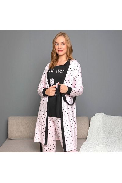 Γυναικεία Κοντομάνικη Πιτζάμα Με Ρόμπα Sexen PINK HEART
