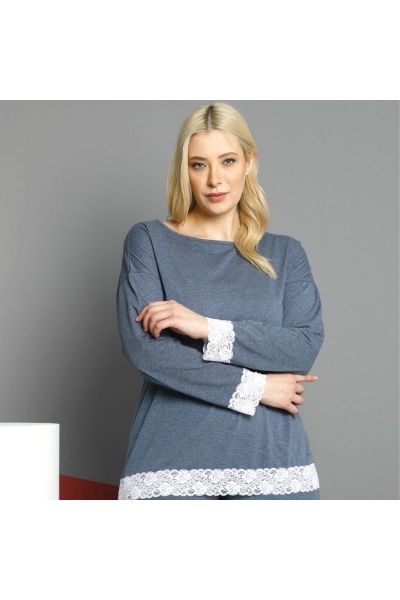 Γυναικεία Πιτζάμα Sexen Plus Size GREY LACE