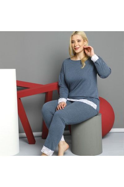 Γυναικεία Πιτζάμα Sexen Plus Size GREY LACE