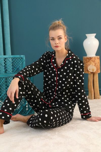Γυναικεία Πιτζάμα siyah inci DOTS