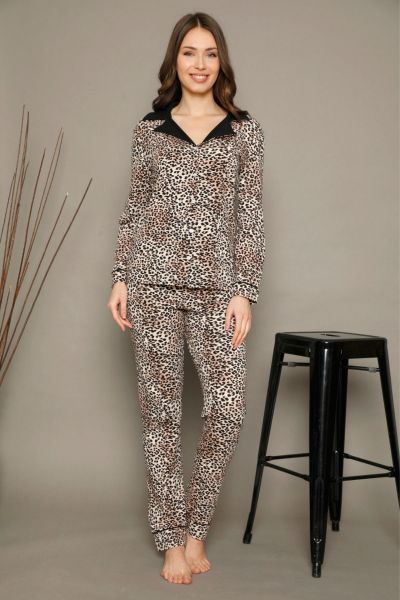 Γυναικεία Πιτζάμα siyah inci LEOPARD PRINT