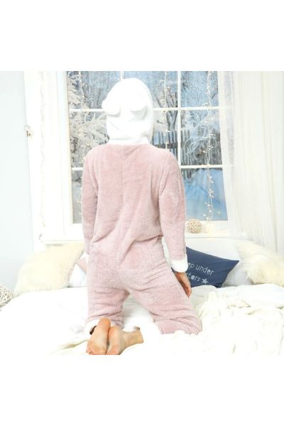Γυναικεία Ολόσωμη Φλις Πιτζάμα siyah inci PINK BEAR