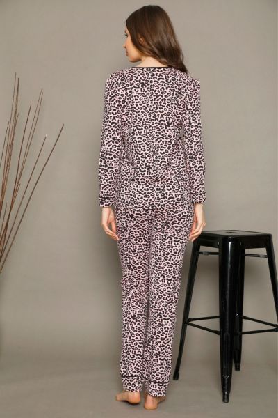 Γυναικεία Πιτζάμα siyah inci PINKY LEOPARD