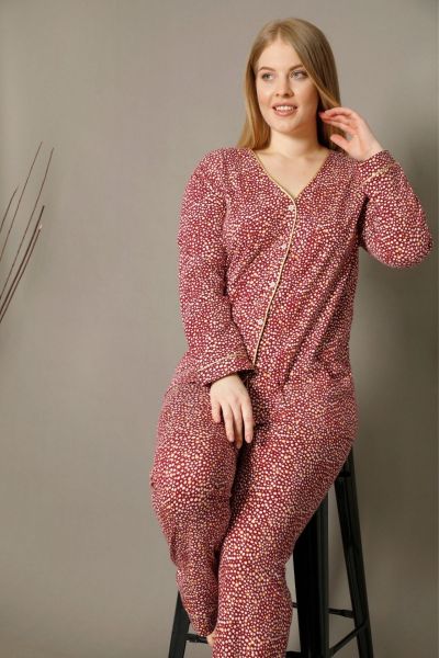 Γυναικεία Πιτζάμα siyah inci Plus Size BORDEAUX FLAKES