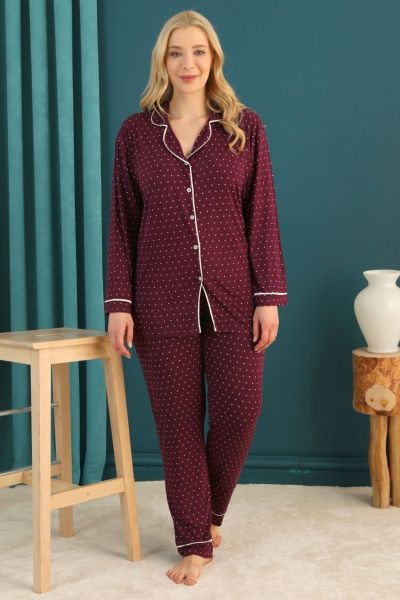 Γυναικεία Πιτζάμα siyah inci Plus Size DOTTY