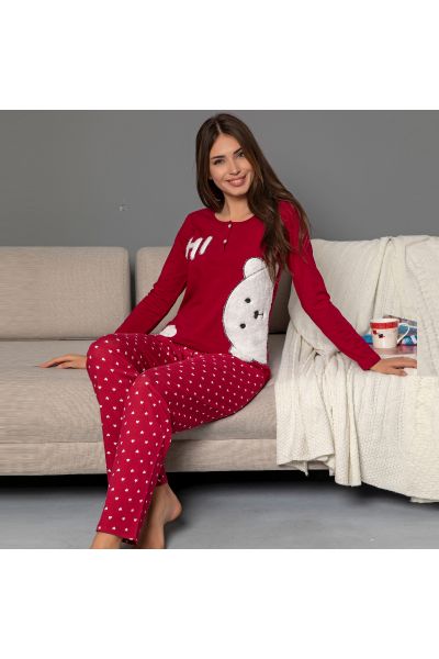 Γυναικεία Χειμωνιάτικη Πιτζάμα siyah inci RED BEAR