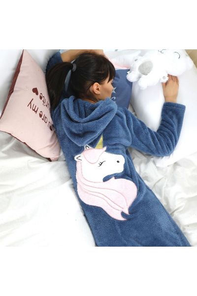 Γυναικεία Ολόσωμη Φλις Πιτζάμα siyah inci UNICORN