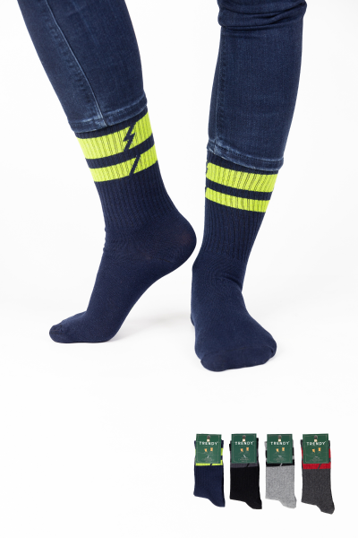 Αγορίστικες παιδικές αθλητικές κάλτσες 4 ζευγάρια με ρίγες έντονες
