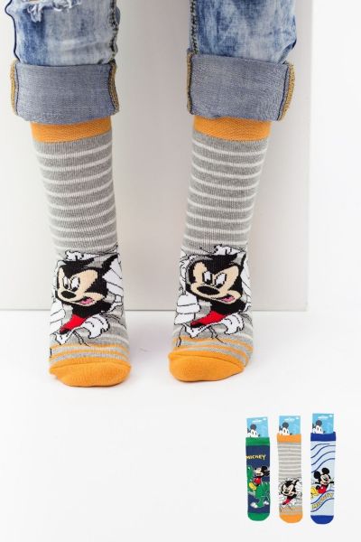 Αγορίστικες παιδικές αντιολισθητικές κάλτσες MICKEY 3 ζευγάρια