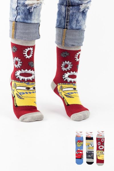 Αγορίστικες παιδικές αντιολισθητικές κάλτσες CARS 3 ζευγάρια
