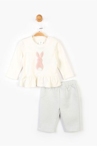 Κοριτσίστικο βρεφικο σετάκι με γούνα παντελόνι και μπλούζα